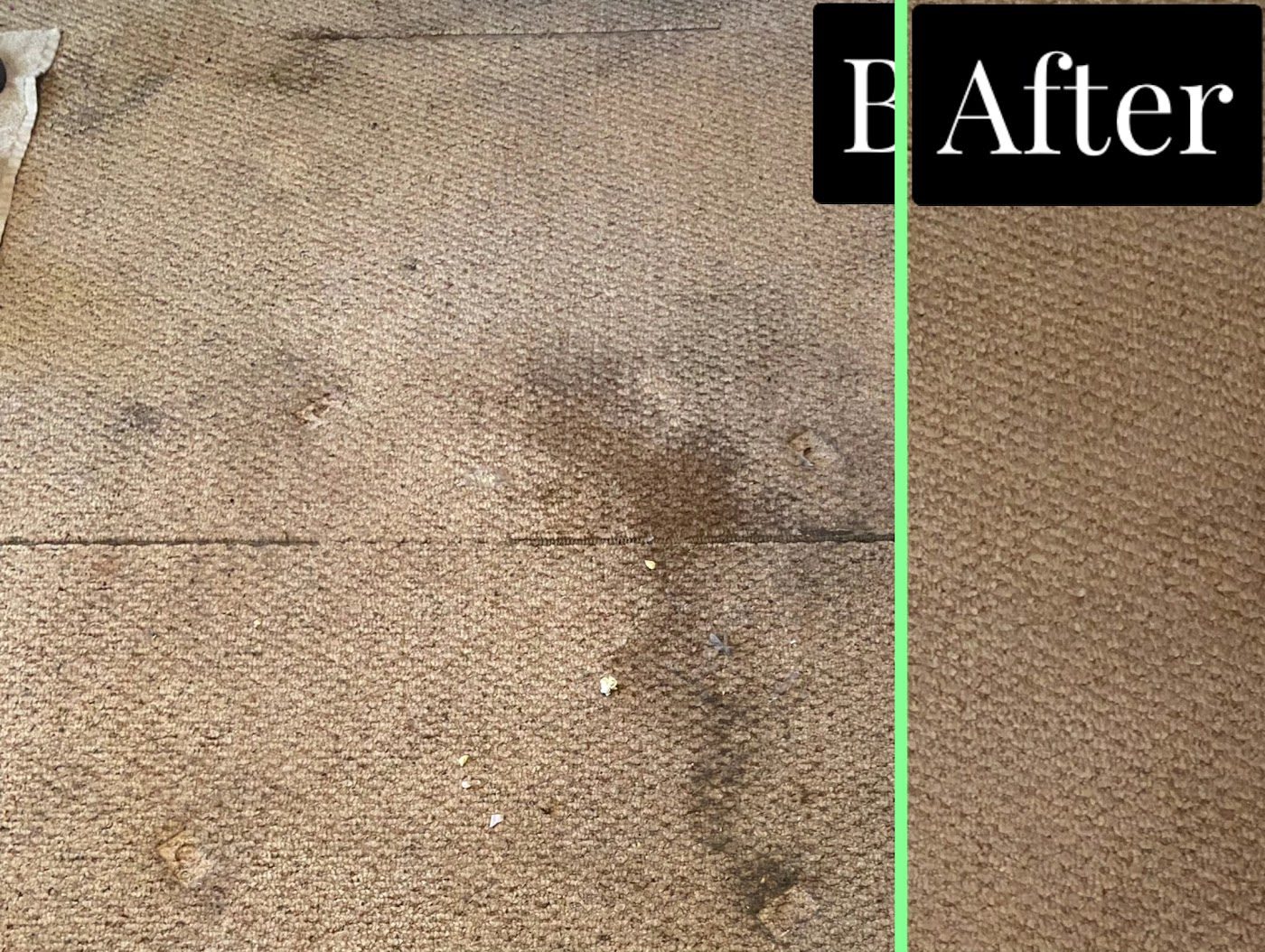 Before and after stain removal